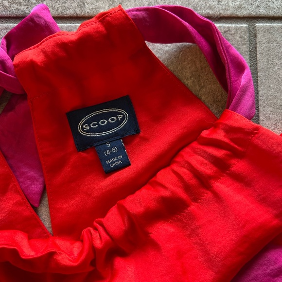 NWT Scoop Women's Halter Top Color Block Midi Dress with Tie at Waist - Picture 5 of 6